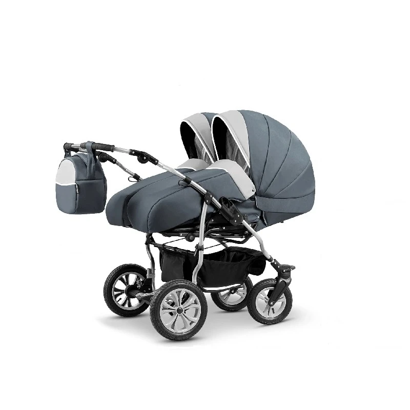 Количка за близнаци Mikado, Duet Lux, 2в1, 01 Сиво